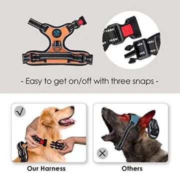 PHOEPET No Pull Dog Harnesses for Small Dogs Reflective Adjustable Front Clip Vest with Handle 2 Metal Rings 3 Buckles [Easy to Put on & Take Off] (XS, Orange)