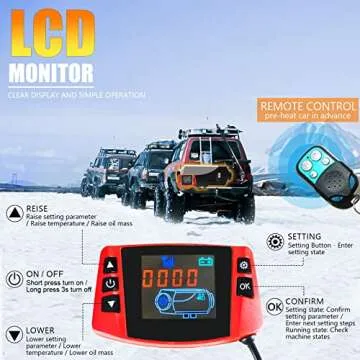 WAYSKA Diesel Heater 12V, 15L Tank, Diesel Air Heater 5KW, Muffler, Diesel Parking Heater with LCD Thermostat Monitor & Remote Control for Trucks, Trailer, Boat and Motor-Home