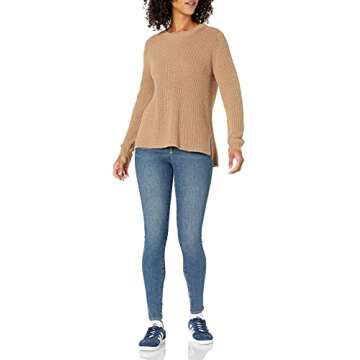 Goodthreads Women's Cotton Shaker Stitch Crewneck Sweater
