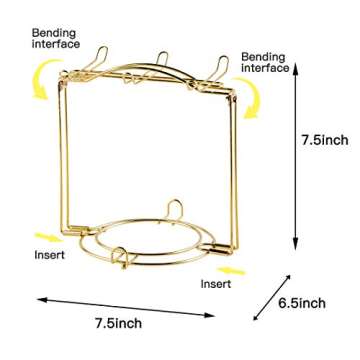 YOLIFE Gold Foldable Tea Cups Holder, Display Stand Holding with 6 Cups and 6 Saucers - Elegant and ...