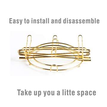 YOLIFE Gold Foldable Tea Cups Holder, Display Stand Holding with 6 Cups and 6 Saucers - Elegant and Practical Accessory for Home or Office Decor