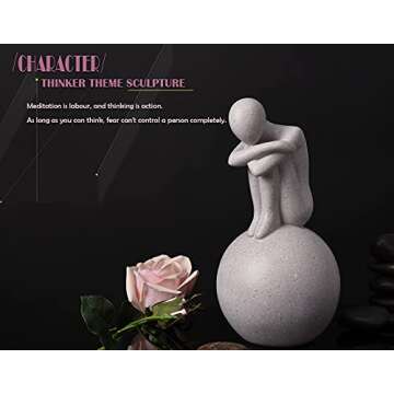 Quoowiit Modern Statue Decorate, Abstract Art Resin Sculpture, Simple Statue Ornament Figurine Home & Office Decoration-141 Grey