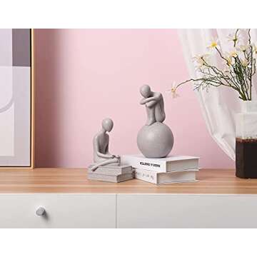 Quoowiit Modern Statue Decorate, Abstract Art Resin Sculpture, Simple Statue Ornament Figurine Home & Office Decoration-141 Grey