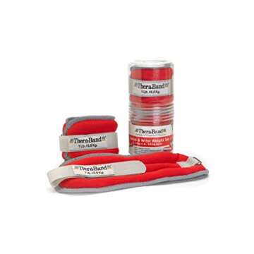 THERABAND Ankle Weights, Comfort Fit Wrist & Ankle Cuff Weight Set, Adjustable Walking Weights for C...