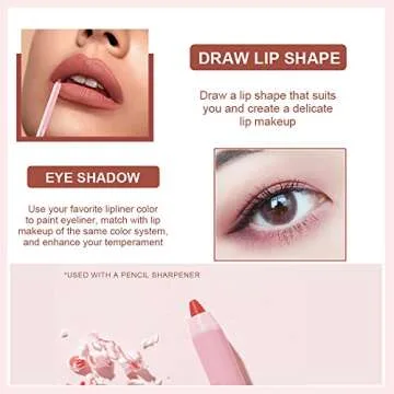 Dulele High Pigmented Matte Lip Liner Set, 12 Colors Creamy Velvet Lip Liner Pencil, Waterproof Non-marking Lipstick Pen Lip Makeup for Daily/Travel/Party/Work