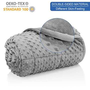 Huloo Sleep Weighted Blanket Queen 15lbs for Adult(60"×80",Gray) Breathable Soft Minky Weighted Thr...