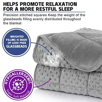 Huloo Sleep Weighted Blanket Queen 15lbs for Adult(60"×80",Gray) Breathable Soft Minky Weighted Throw Blanket for All Season,Heavy Blanket with Premium Glass Beads