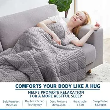 Huloo Sleep Weighted Blanket Queen 15lbs for Adult(60"×80",Gray) Breathable Soft Minky Weighted Throw Blanket for All Season,Heavy Blanket with Premium Glass Beads