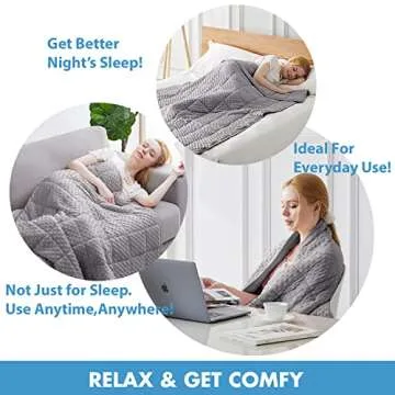 Huloo Sleep Weighted Blanket Queen 15lbs for Adult(60"×80",Gray) Breathable Soft Minky Weighted Throw Blanket for All Season,Heavy Blanket with Premium Glass Beads