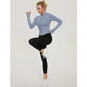 Stylish LUYAA Women's Active Wear Full Zip Jacket in Blue