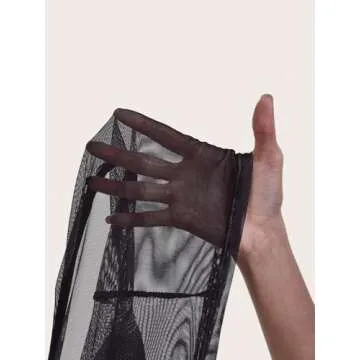 COZYEASE Women's Y2K Sheer Mesh Tie Back Halter Top Floral Print Rhinestone Cami Tops Backless Crop Tee Black Small