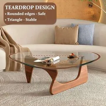 Stylish Triangle Coffee Table with Glass and Wood
