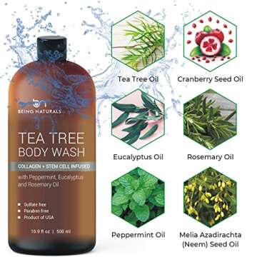 Tea Tree Body Wash -w/ Stem Cell, Collagen & TeaTree Oil Fights Body Odor, Acne, Athlete’s Foot, J...