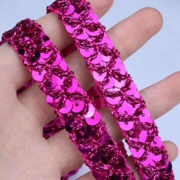 SEWDIYTR Sequin Lace Trim Gimp Braid Lace Ribbon Glitter Sequin Trim for Crafts, Embellishments, Costume Accessories 10 Yards