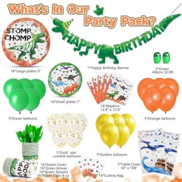 Watercolor Dinosaur Party Supplies - Dino Theme Birthday Party Decoration for Boys Birthday Banner B...