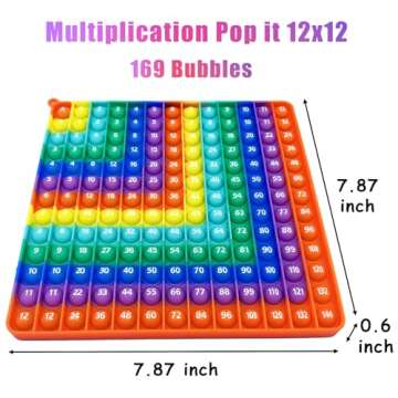 PETBSNVB Multiplication 12x12, Addition 1-12, Math Fidget Popper, Learn Multiplication, Addition wit...