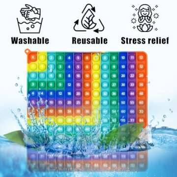 PETBSNVB Multiplication 12x12, Addition 1-12, Math Fidget Popper, Learn Multiplication, Addition with Pop Fidget Toy, Learning tools for students and Children, Bubble Sensory Rainbow (Rainbow-Red)