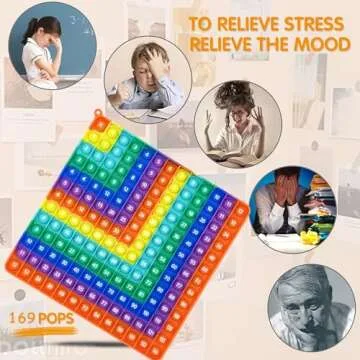 PETBSNVB Multiplication 12x12, Addition 1-12, Math Fidget Popper, Learn Multiplication, Addition with Pop Fidget Toy, Learning tools for students and Children, Bubble Sensory Rainbow (Rainbow-Red)