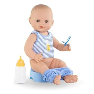 Corolle Drink and Wet Bath Baby Paul - 14” Boy Baby Doll with 3 Accessories - Bottle, Potty, and Pacifier - Really Drinks and Goes Potty, for Kids Ages 2 Years and up