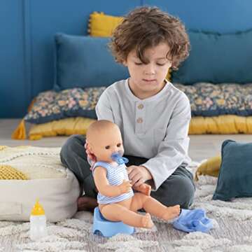 Corolle Drink and Wet Bath Baby Paul - 14” Boy Baby Doll with 3 Accessories - Bottle, Potty, and Pacifier - Really Drinks and Goes Potty, for Kids Ages 2 Years and up