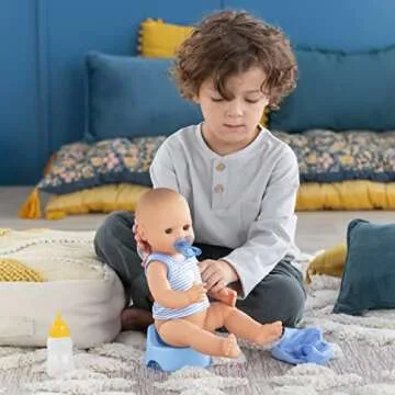 Corolle Drink and Wet Bath Baby Paul - 14” Boy Baby Doll with 3 Accessories - Bottle, Potty, and Pacifier - Really Drinks and Goes Potty, for Kids Ages 2 Years and up