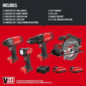CRAFTSMAN V20 MAX 4-Tool Cordless Power Tool Set