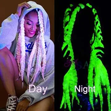 White Braiding Hair Glow in the Dark Braiding Hair Extensions Box Braids Hair Shining Jumbo Braiding...