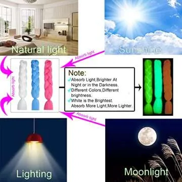 White Glow in the Dark Braiding Hair Extensions 5pack