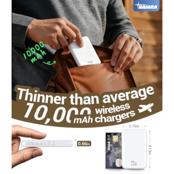 Portable Charger for Magsafe Power Bank - 10000mAh Magnetic Phone Charger, USB-C 22W PD Fast Chargin...