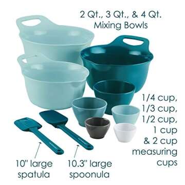 Rachael Ray Tools and Gadgets Mix and Measure Cooking / Baking Prep Set with Mixing Bowls, Measuring...