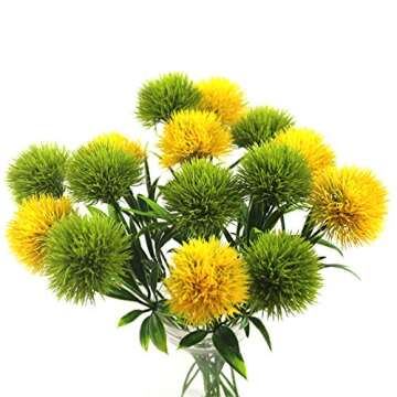 Yalulu 10 Pcs Dandelion Artificial Flowers Plants Bouquet Plastic Flower for Home Decoration/Wedding Decor (Green)