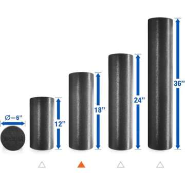 Yes4All Premium Soft-Density Round PE Foam Roller for Pilates, Yoga, Stretching, Balance & Core Exercises - 18 inch Black