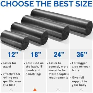 Yes4All Premium Soft-Density Round PE Foam Roller for Pilates, Yoga, Stretching, Balance & Core Exercises - 18 inch Black