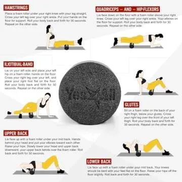 Yes4All Premium Soft-Density Round PE Foam Roller for Pilates, Yoga, Stretching, Balance & Core Exercises - 18 inch Black