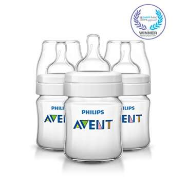 Philips Avent Anti-colic Baby Bottles Clear, 4oz, 3 Piece