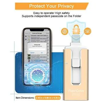 Sunany USB Flash Drive 256 GB for Phone and Pad, High Speed External Thumb Drives USB Memory Storage Photo Stick for Save More Photos and Videos (Gold)