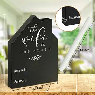 Wifi Password Sign for Home Wooden Table Wifi Sign Wooden Freestanding Chalkboard Style House Shape ...