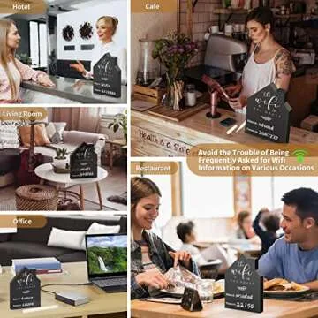 Wifi Password Sign for Home Wooden Table Wifi Sign Wooden Freestanding Chalkboard Style House Shape with Board Erasable Pen for Home Business Centerpieces,Guest Room Tabletop Decor(5x3.74 Inch,Black)
