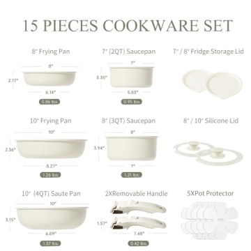 CAROTE Non-Stick 15-Piece Cookware Set