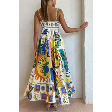 Floral Spaghetti Strap Maxi Dress for Women 2024