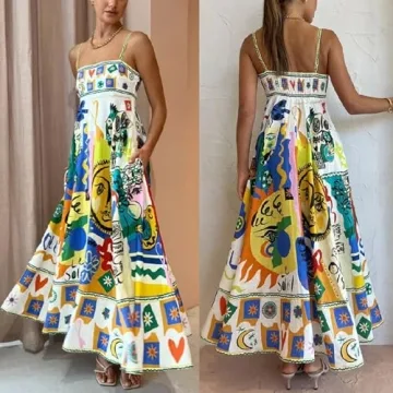 Floral Spaghetti Strap Maxi Dress for Women 2024
