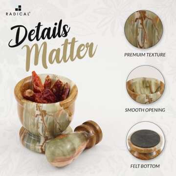 Marble Mortar and Pestle Set Green 2.5" Inches Handmade Garlic Crusher & Grinder Bowl for Kitchen Mortar and Pestle Set - Herb Grinder Spice Grinder