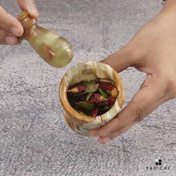 Marble Mortar and Pestle Set Green 2.5" Inches Handmade Garlic Crusher & Grinder Bowl for Kitchen Mortar and Pestle Set - Herb Grinder Spice Grinder