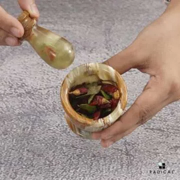 Marble Mortar and Pestle Set Green 2.5" Inches Handmade Garlic Crusher & Grinder Bowl for Kitchen Mortar and Pestle Set - Herb Grinder Spice Grinder