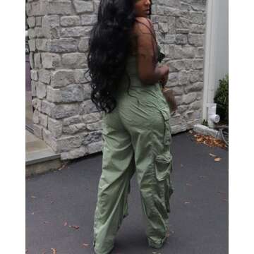 Tbahhir Women's Sexy Strapless Cargo Denim Jumpsuit with Multi Pockets Loose Baggy Wide Leg Jeans Romper