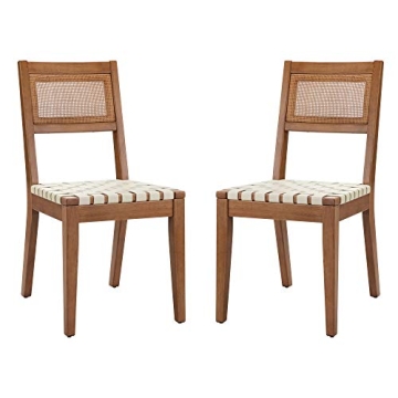 Rivet Erikson Vegan Leather Woven Dining Chair Set of 2