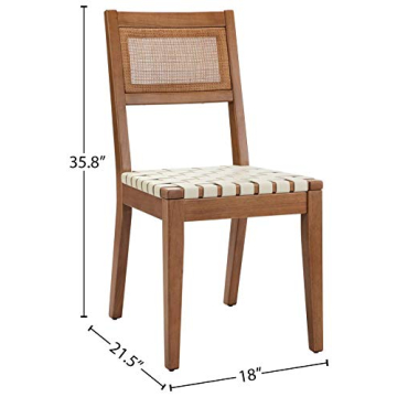 Rivet Erikson Vegan Leather Woven Dining Chair Set of 2