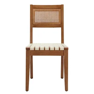 Rivet Erikson Vegan Leather Woven Dining Chair Set of 2