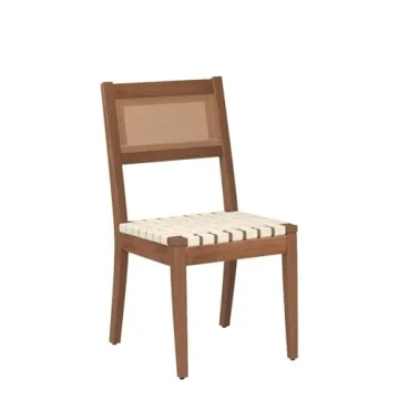 Rivet Erikson Vegan Leather Woven Dining Chair Set of 2