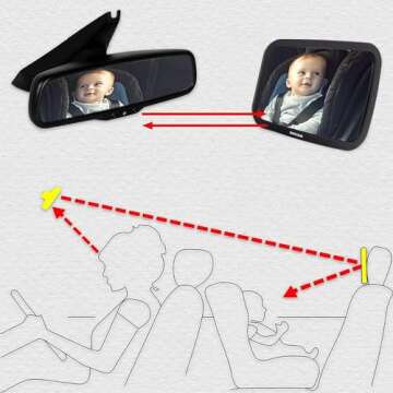 Baby Car Mirror Rear Facing Baby Essentials 100% Shatterproof Safest Clear View 360° Adjustable to ...